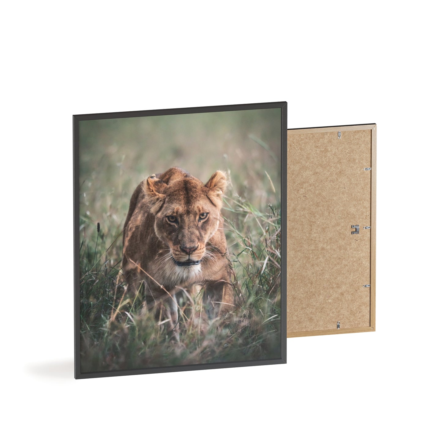 Queen of the Serengeti – Tansania, Druck mit Holzrahmen, Wanddekoration für Zuhause